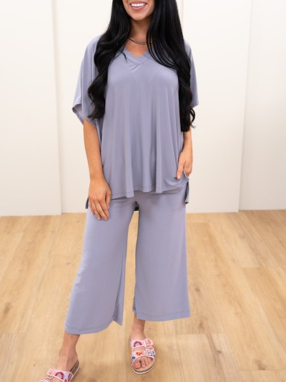 HOT SALE Casual V Neck Short Sleeved Loose Two Piece Set