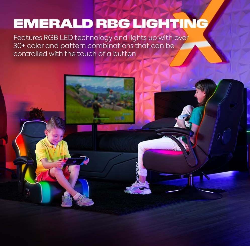 Black Friday in July Sale💝Buy 1 Get 1 Free✨X Rocker Chimera LED Gaming Rocker Chair with 2.0 Wired Audio