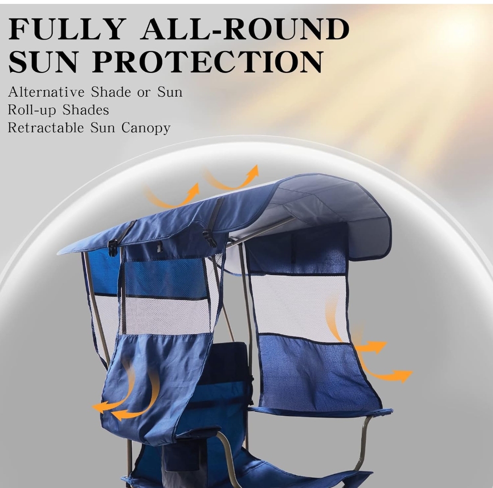 August Clearance!✨Buy 2 get 2 free💥Camping chair with sun canopy✅450 lb capacity