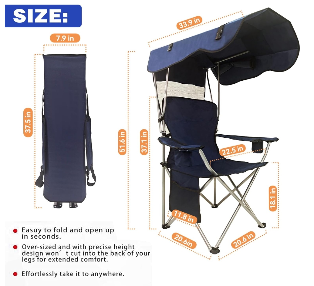 August Clearance!✨Buy 2 get 2 free💥Camping chair with sun canopy✅450 lb capacity