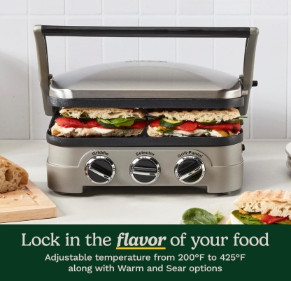 🎉Last day clearance sale💝✨ Buy 2 Get 2 Free ✨Cuisinart Panini Press, Stainless Steel Griddler, Sandwich Maker & More, 5-IN-1