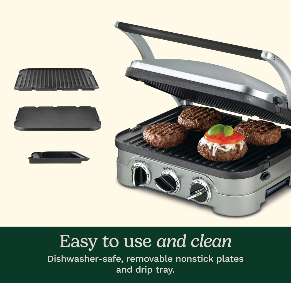 🎉Last day clearance sale💝✨ Buy 2 Get 2 Free ✨Cuisinart Panini Press, Stainless Steel Griddler, Sandwich Maker & More, 5-IN-1
