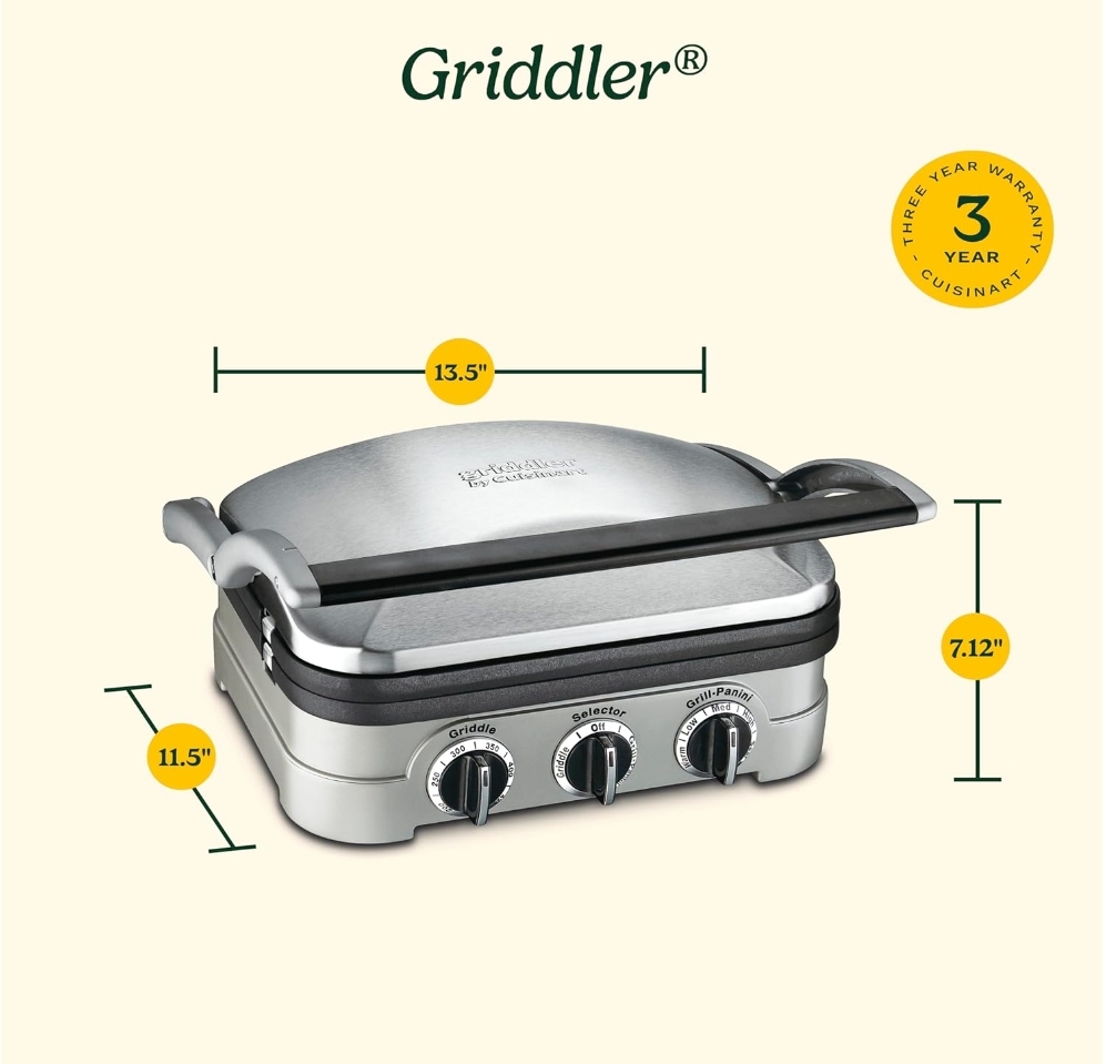 🎉Last day clearance sale💝✨ Buy 2 Get 2 Free ✨Cuisinart Panini Press, Stainless Steel Griddler, Sandwich Maker & More, 5-IN-1