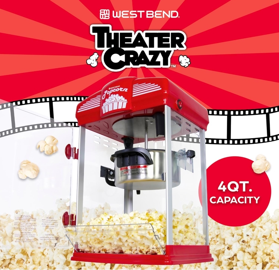 🎉𝗧𝗼𝗱𝗮𝘆'𝘀 𝗦𝗽𝗲𝗰𝗶𝗮𝗹𝘀💝✨Buy 2 get 30% off✨WestBend Theater Crazy 4-qt Popcorn Machine with Accessories