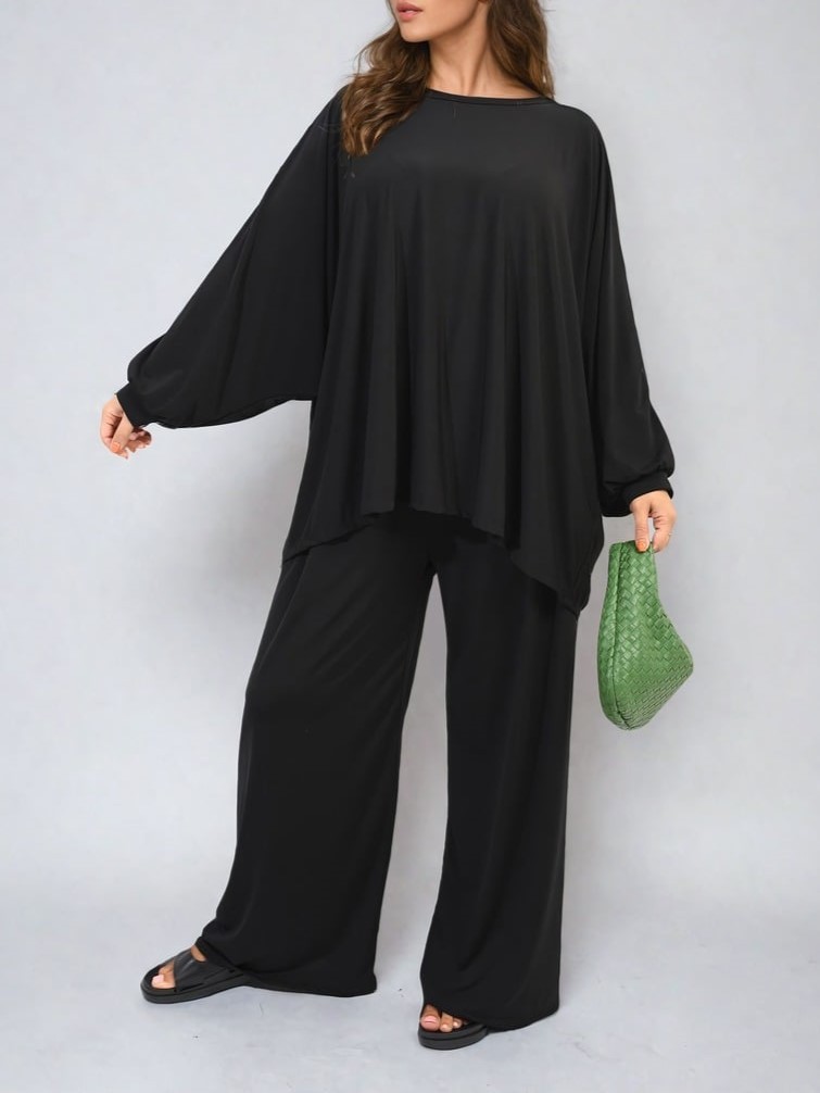 HOT SALE Casual Oversized Long Sleeve Top and Wide Leg Pants Set (Buy 2 Free Shipping)