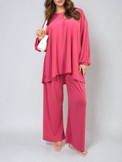 HOT SALE Casual Oversized Long Sleeve Top and Wide Leg Pants Set (Buy 2 Free Shipping)