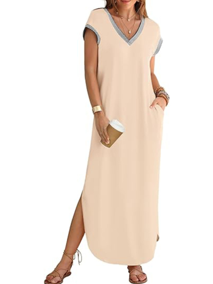 Women's V Neck Split Loose Dress (Buy 2 Free Shipping)