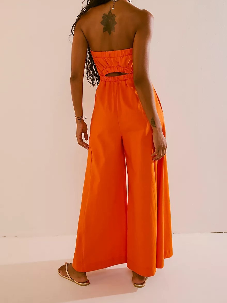 Tube Top High Waist Wide Leg Romper Jumpsuit