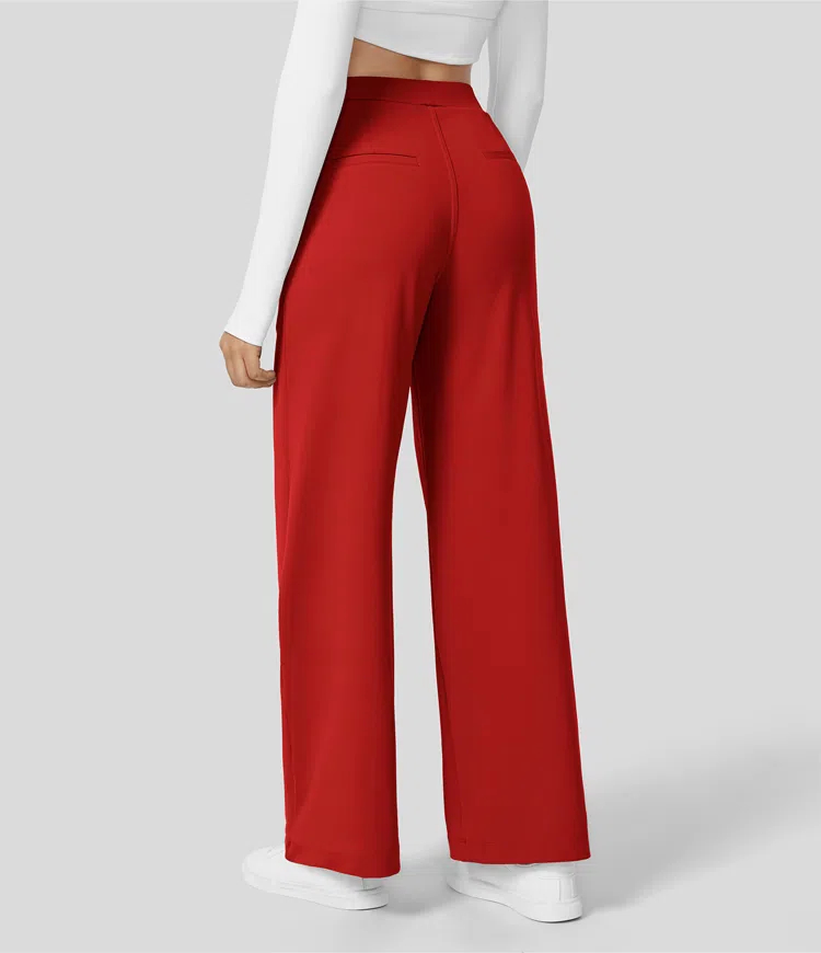 High Waisted Plicated Side Pocket Straight Leg Work Pants（Buy 2 Free Shipping）-hivebabe.com
