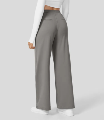 High Waisted Plicated Side Pocket Straight Leg Work Pants（Buy 2 Free Shipping）-hivebabe.com