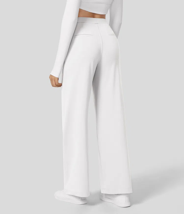 High Waisted Plicated Side Pocket Straight Leg Work Pants（Buy 2 Free Shipping）-hivebabe.com