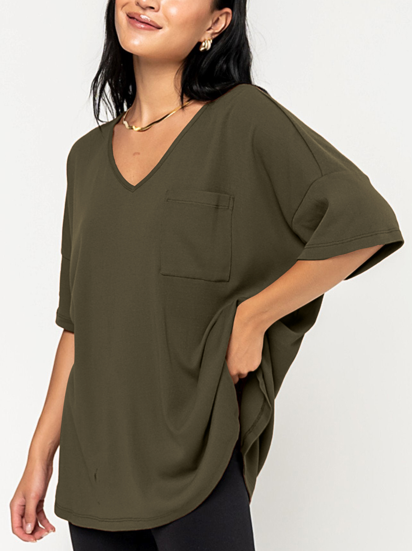 2024 NEW Elegant Knit V-Neck Tee(Buy 2 Free Shipping)