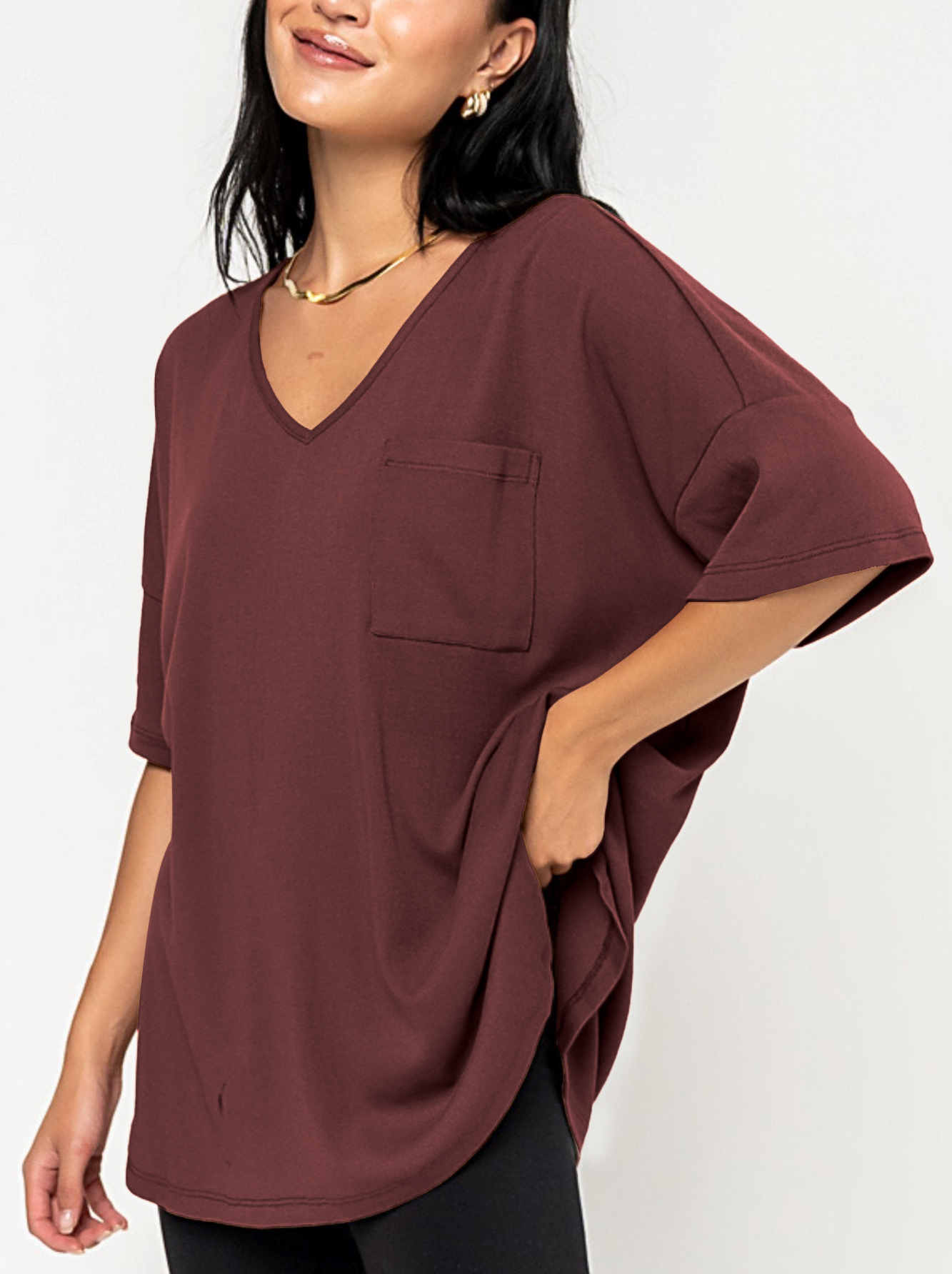 2024 NEW Elegant Knit V-Neck Tee(Buy 2 Free Shipping)