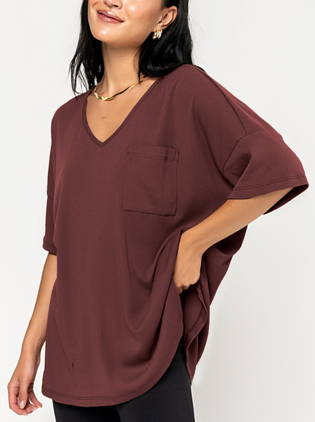2024 NEW Elegant Knit V-Neck Tee(Buy 2 Free Shipping)