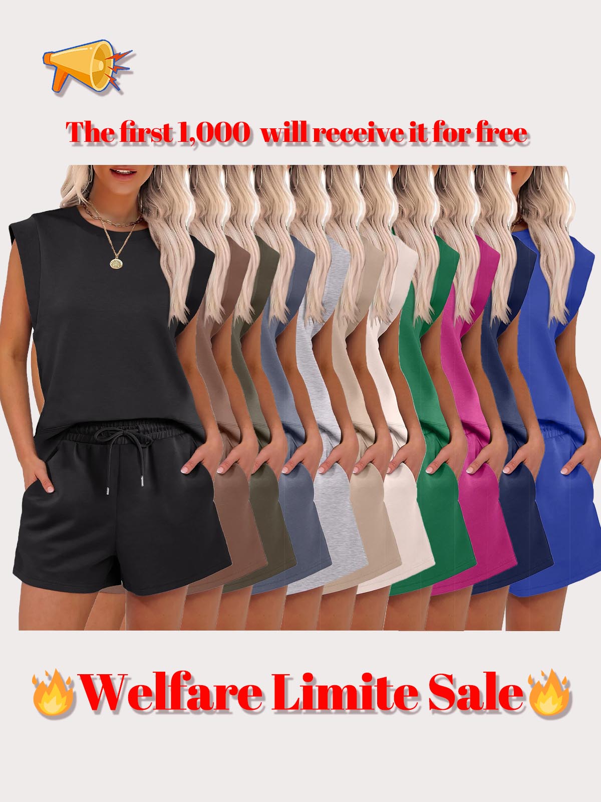 ✨ New Women's Cap Sleeve Crewneck Tops and Drawstring Short Outfits Two Piece Sets