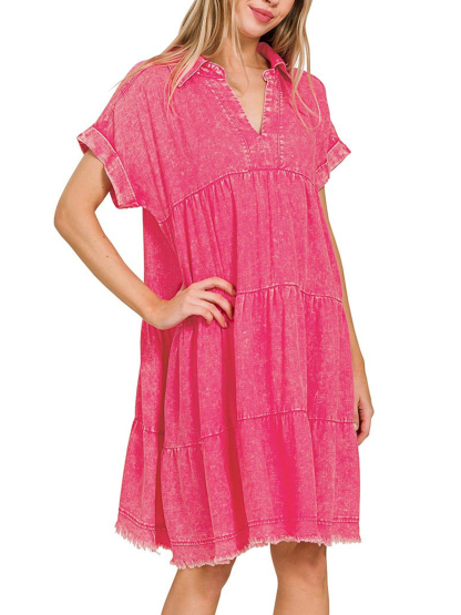 2024 Vintage Washed Denim Dress - Effortlessly Chic(Buy 2 Free Shipping）