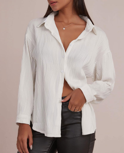 2024 Womens Textured Button Down Long Sleeve Shirt✨Buy 2 Free Shipping