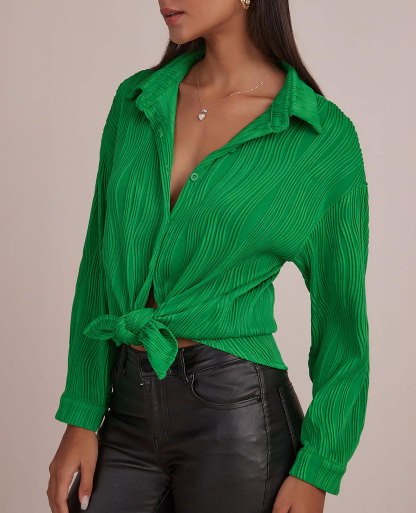 2024 Womens Textured Button Down Long Sleeve Shirt✨Buy 2 Free Shipping