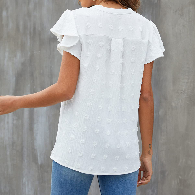 Womens V Neck Ruffle Sleeve Flowy  Summer Tops(BUY 2 FREE SHIPPING)