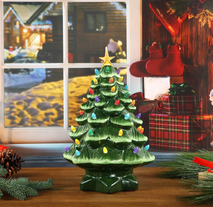 💝Last Day For Clearance💥Mr. Christmas Nostalgic Ceramic Christmas Tree with LED Lights