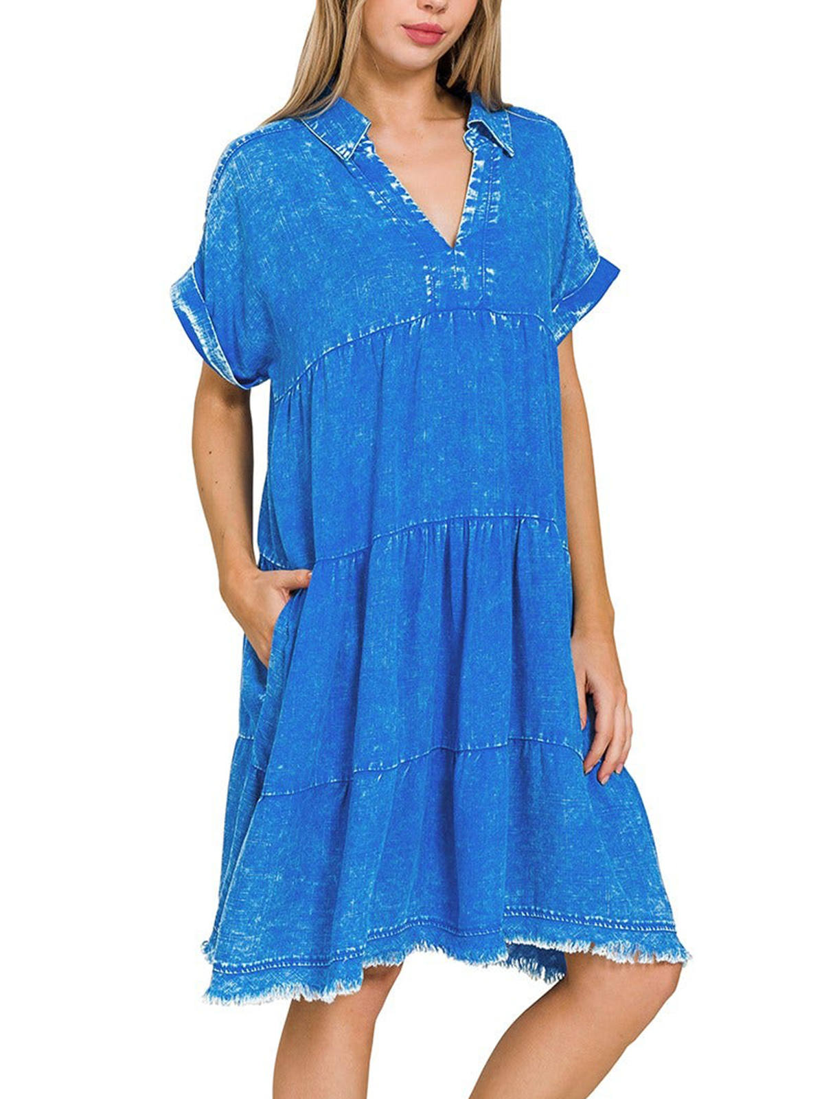 2024 Vintage Washed Denim Dress - Effortlessly Chic(Buy 2 Free Shipping）