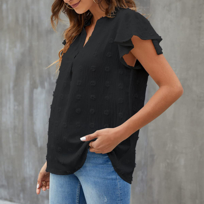 Womens V Neck Ruffle Sleeve Flowy  Summer Tops(BUY 2 FREE SHIPPING)