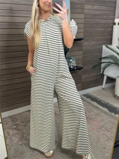 Women's Stripe Wide Leg Jumpsuit(Buy 2 Free Shipping)