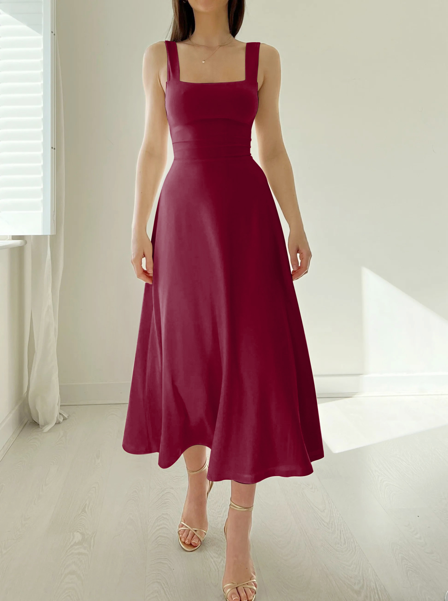 2023 Women's Thick Straps Reversible Midi Dress（Buy 2 Free Shipping）-Pink Laura