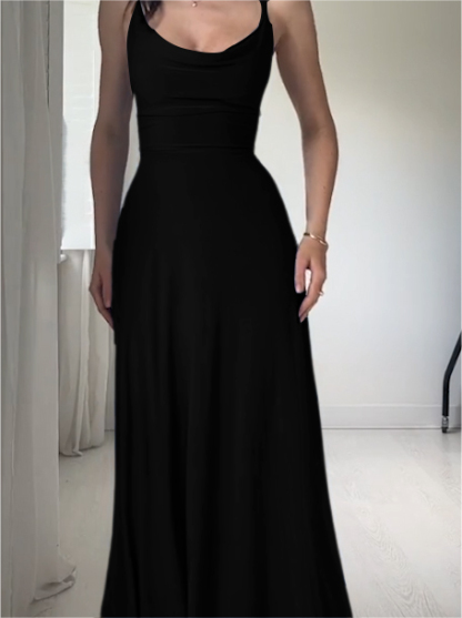 Womens Drape Maxi Dress with Built-in Bra