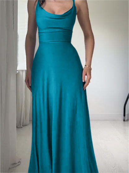 Womens Drape Maxi Dress with Built-in Bra
