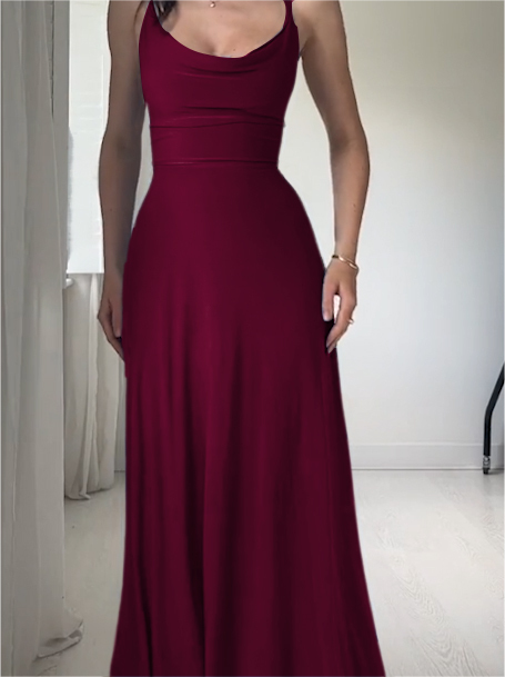 Womens Drape Maxi Dress with Built-in Bra