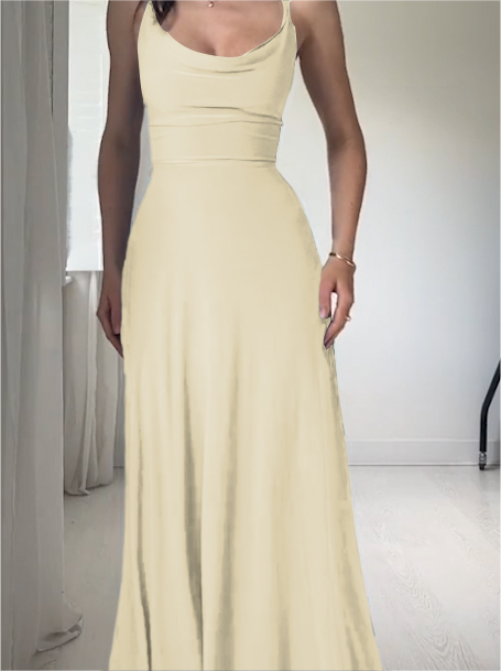 Womens Drape Maxi Dress with Built-in Bra
