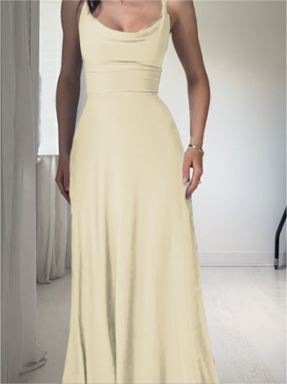 Womens Drape Maxi Dress with Built-in Bra