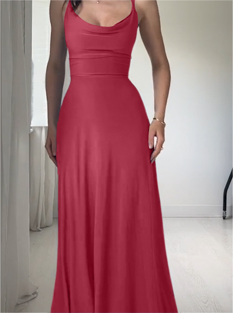 Womens Drape Maxi Dress with Built-in Bra