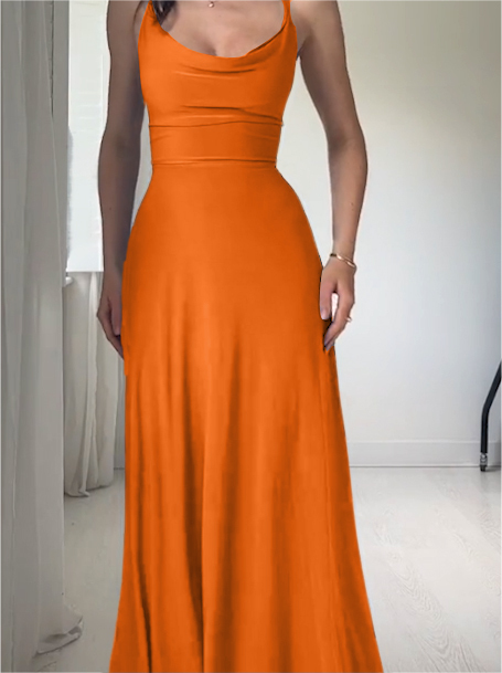 Womens Drape Maxi Dress with Built-in Bra