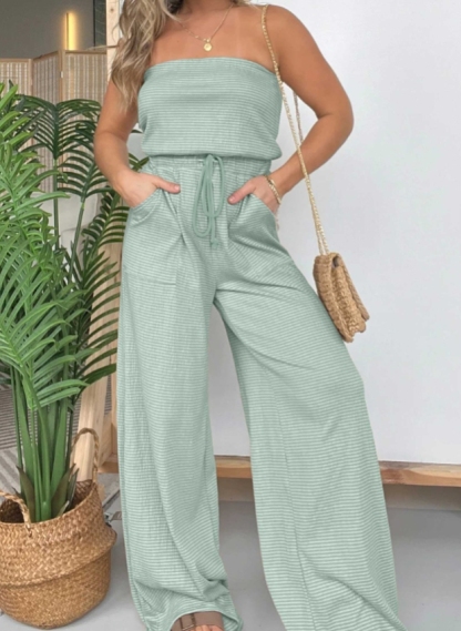 2024 New Strapless Wide Leg Striped Jumpsuit (Buy 2 Free Shipping)