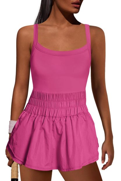 Womens Workout Romper Athletic Dress One Piece Jumpsuits