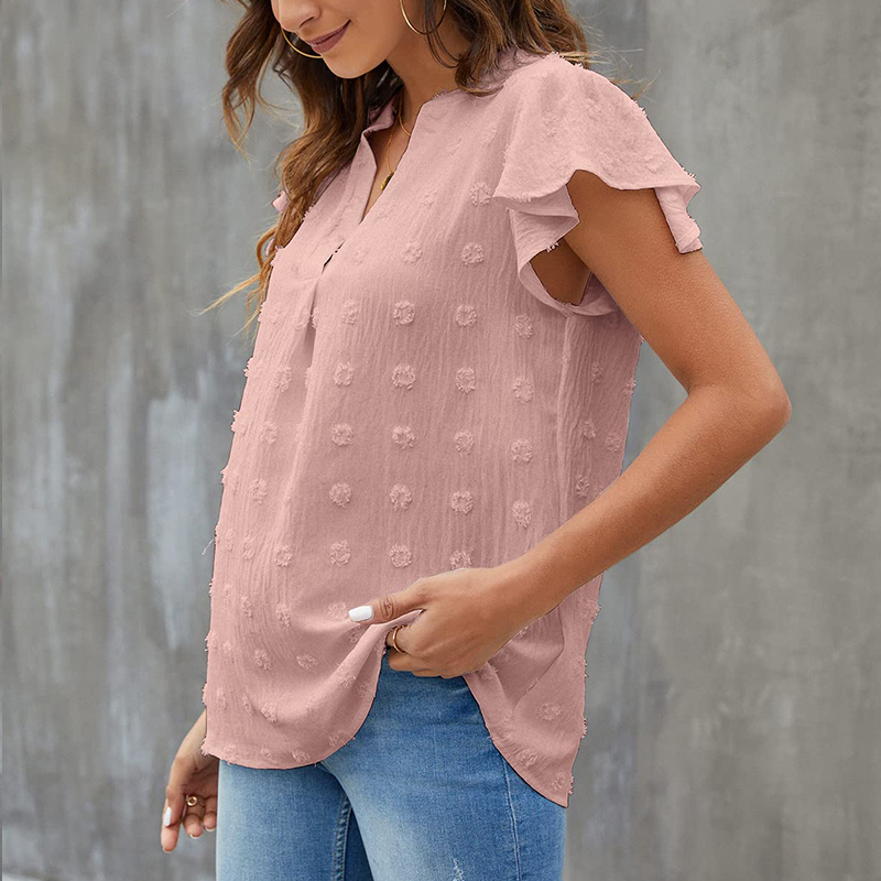 Womens V Neck Ruffle Sleeve Flowy  Summer Tops(BUY 2 FREE SHIPPING)