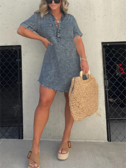 Women's Washed Shirt Dress (Buy 2 Free Shipping)-Pink Laura