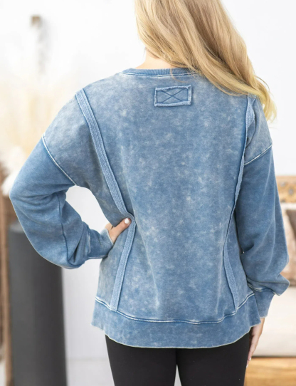 Mineral Washed French Terry Sweatshirt (Buy 2 Free Shipping)