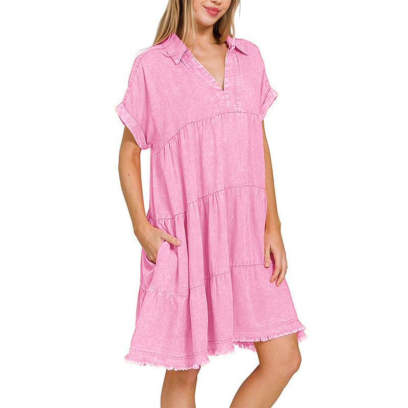 2024 Vintage Washed Denim Dress - Effortlessly Chic(Buy 2 Free Shipping）