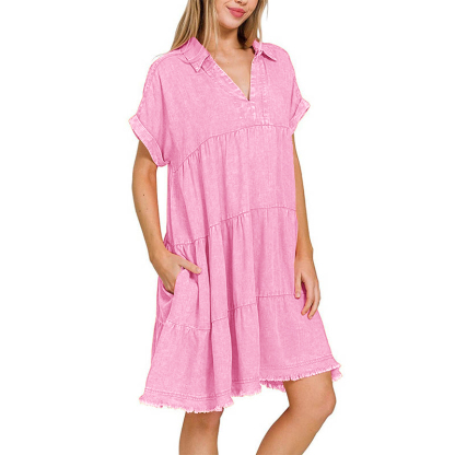 2024 Vintage Washed Denim Dress - Effortlessly Chic(Buy 2 Free Shipping）