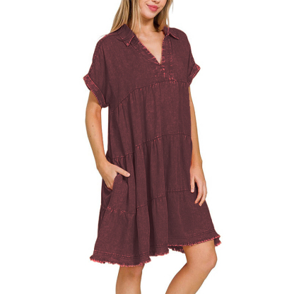 2024 Vintage Washed Denim Dress - Effortlessly Chic(Buy 2 Free Shipping）