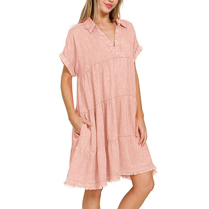 2024 Vintage Washed Denim Dress - Effortlessly Chic(Buy 2 Free Shipping）