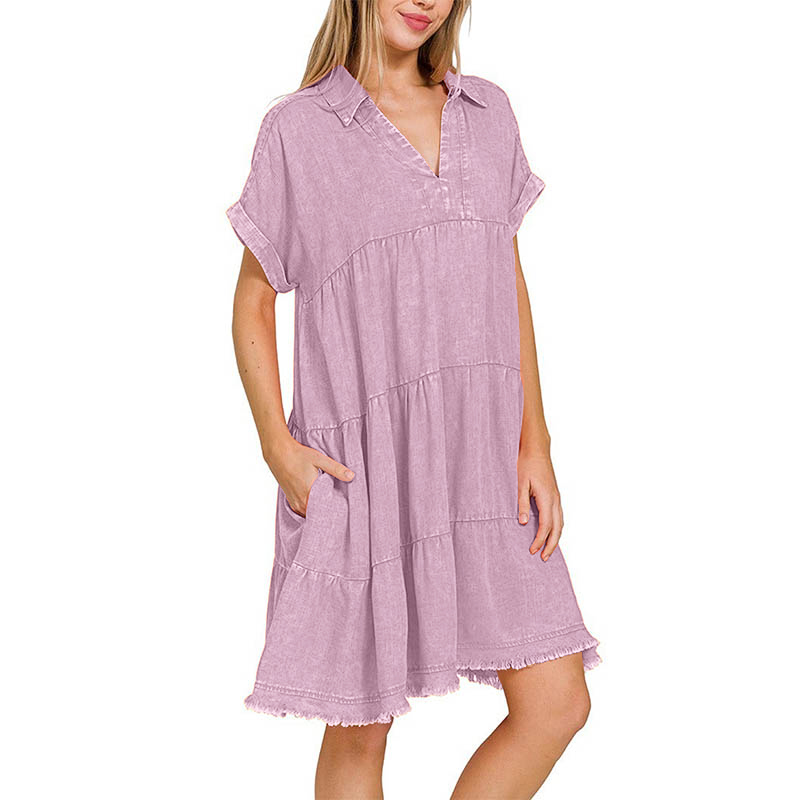 2024 Vintage Washed Denim Dress - Effortlessly Chic(Buy 2 Free Shipping）