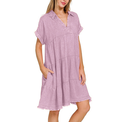 2024 Vintage Washed Denim Dress - Effortlessly Chic(Buy 2 Free Shipping）