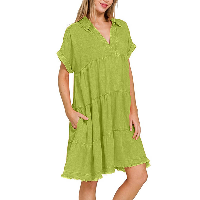 2024 Vintage Washed Denim Dress - Effortlessly Chic(Buy 2 Free Shipping）