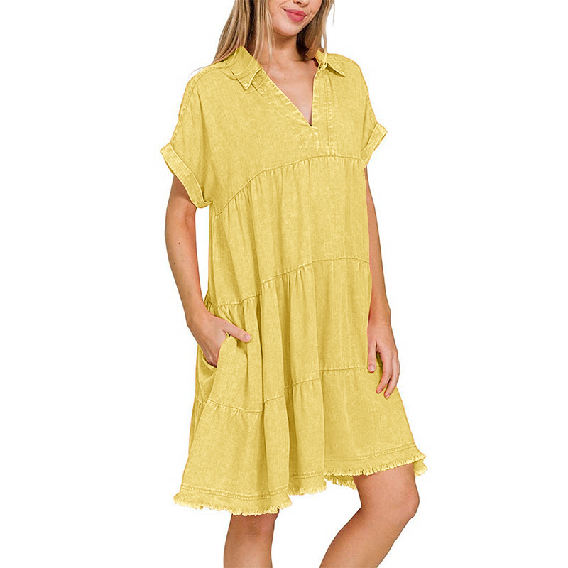 2024 Vintage Washed Denim Dress - Effortlessly Chic(Buy 2 Free Shipping）