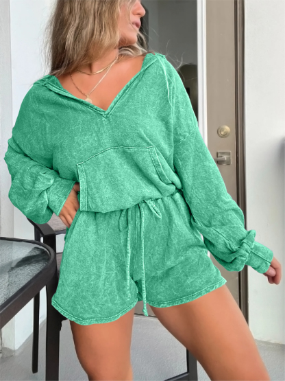 2024 Washed Hooded Romper (Buy 2 Free Shipping)-hivebabe.com