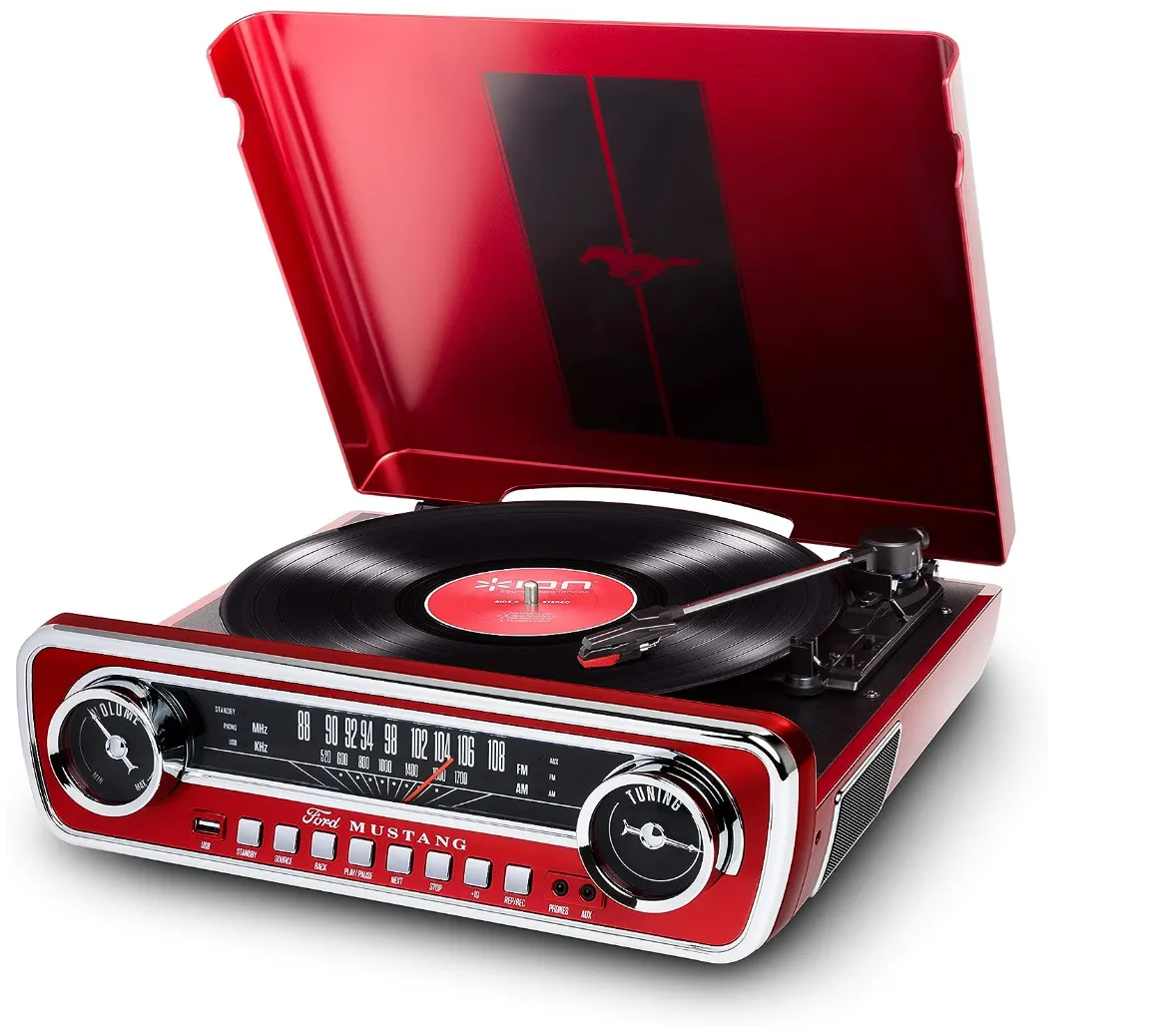 Mother's Day Sale!! 💝Last Day For Clearance, Buy 1 Get 1 Free✨Ion Audio Ford Mustang LP 4in1 3Speed Classic CarStyled Turntable